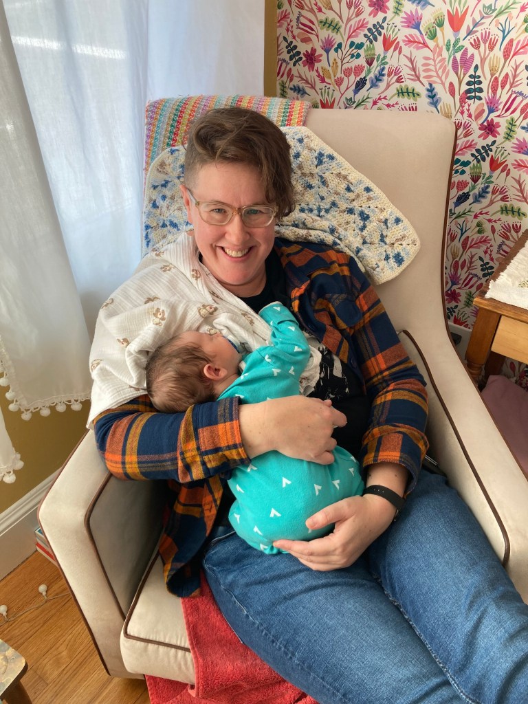 “I was drawn to her “do what works for you” perspective and the witty sarcasm and lightheartedness she brought to parenting. My husband was drawn to the fact that she had experience as both a mother and as a partner of a mother. We felt that this gave Rachel a unique perspective that could help both of us transition into our new roles as parents.” Allie and Tom, parents to baby born January 2015